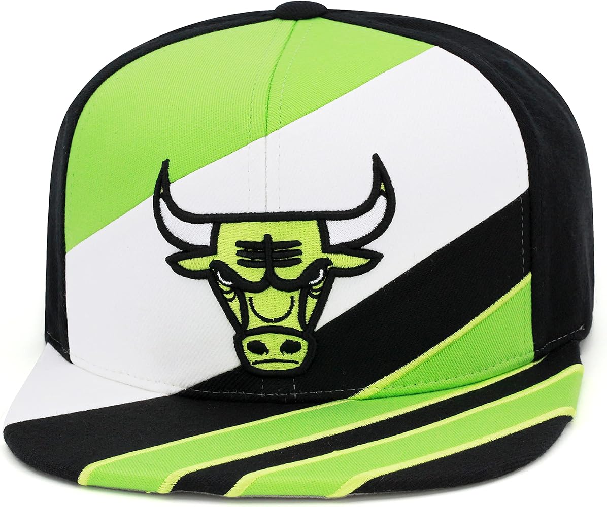 Mitchell & Ness Chicago Bulls Color Block Stripe Snapback Adjustable Cap Green/White